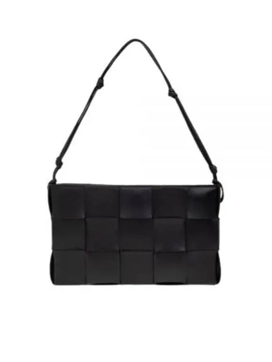 Intrecciato Cassette Leather Pouch Shoulder Bag Black - BOTTEGA VENETA - BALAAN 2