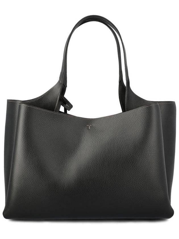 Leather Medium Tote Bag Black - TOD'S - BALAAN 3