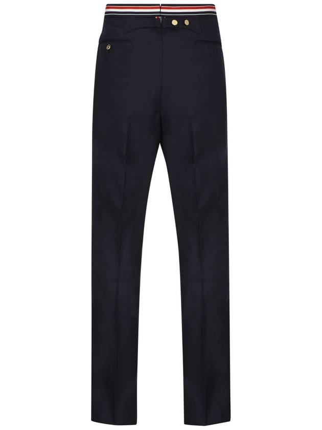 Low Rise Backstrap Super 120 Twill Straight Pants Navy - THOM BROWNE - BALAAN 3