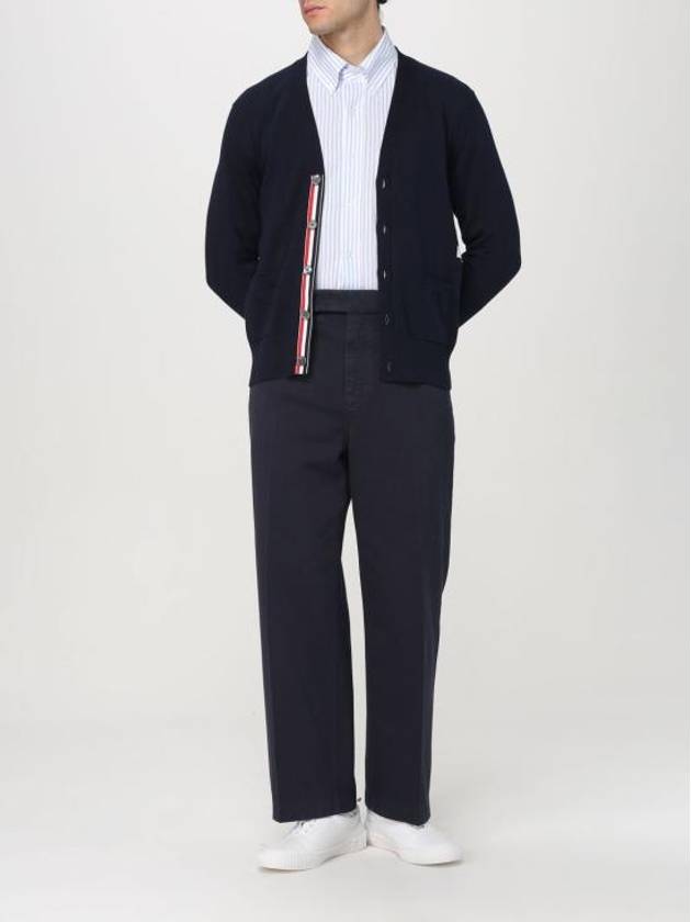 Cotton Twill Utility Straight Pants Navy - THOM BROWNE - BALAAN 3