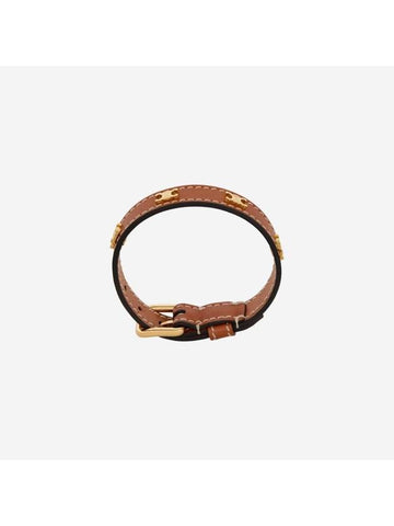 Triomphe Multi Leather Brass Gold Finish Bracelet Tan - CELINE - BALAAN 1