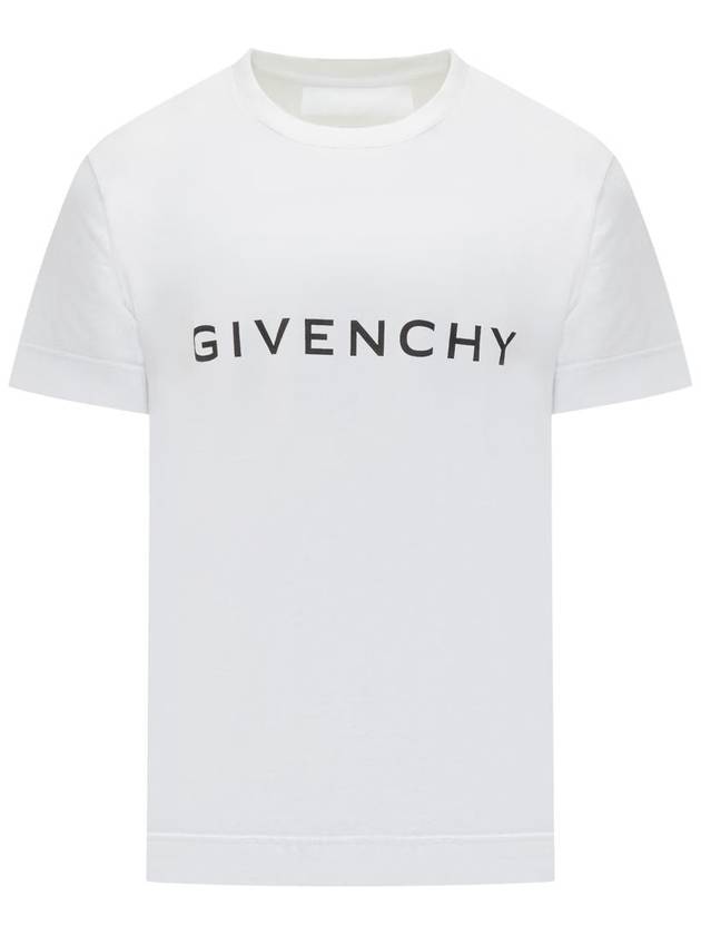 Archetype Logo Print Slim Fit Cotton Short Sleeve T-Shirt White - GIVENCHY - BALAAN 2