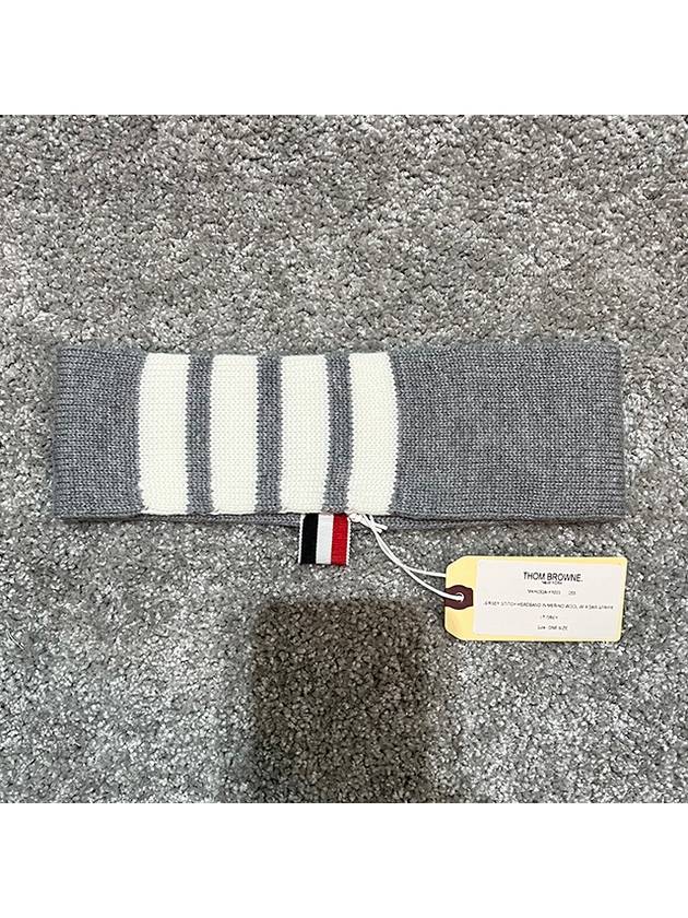 Jersey Stitch Merino Striped Headband Gray - THOM BROWNE - BALAAN.