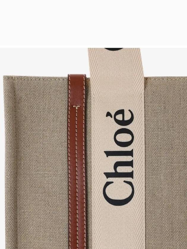 Woody Canvas Medium Tote Bag Brown - CHLOE - BALAAN 5