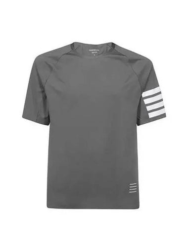 T shirt diagonal armband nylon short sleeve med gray navy - THOM BROWNE - BALAAN 1