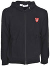 Double Heart Wappen Zip Up Hoodie Black - COMME DES GARCONS - BALAAN 1