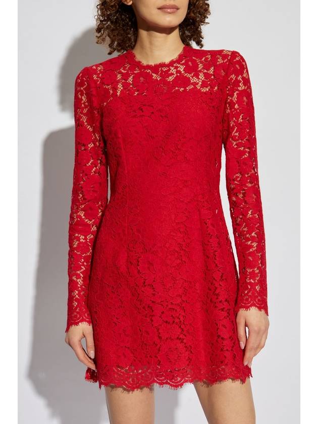 Dolce & Gabbana Lace Dress With Long Sleeves, Women's, Red - DOLCE&GABBANA - BALAAN 3