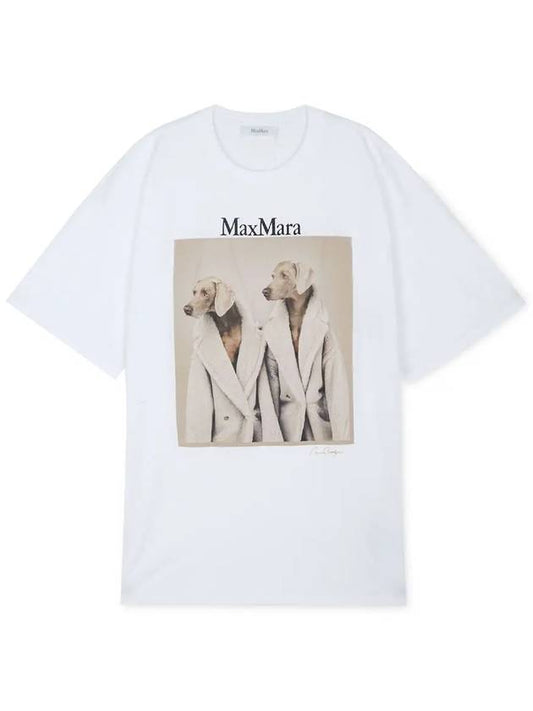 Women's Tacco Print Logo Cotton Short Sleeve T-Shirt White - MAX MARA - BALAAN 2