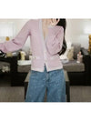 CC logo button basic pink knit cashmere cardigan - CHANEL - BALAAN 2