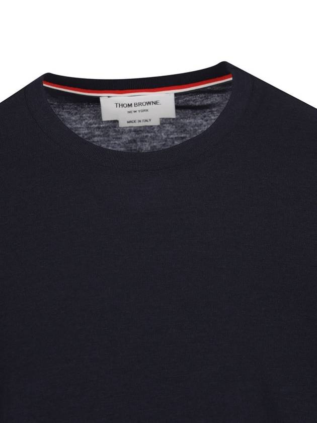 4 Bar Jersey Stretch Wool Knit Top Navy - THOM BROWNE - BALAAN 4