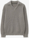 Open collar V neck knit gray - BLONDNINE - BALAAN 4