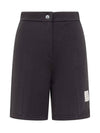 High Waisted Wool Shorts Navy - THOM BROWNE - BALAAN 2