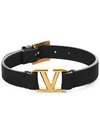 V Logo Leather Bracelet Black - VALENTINO - BALAAN 6