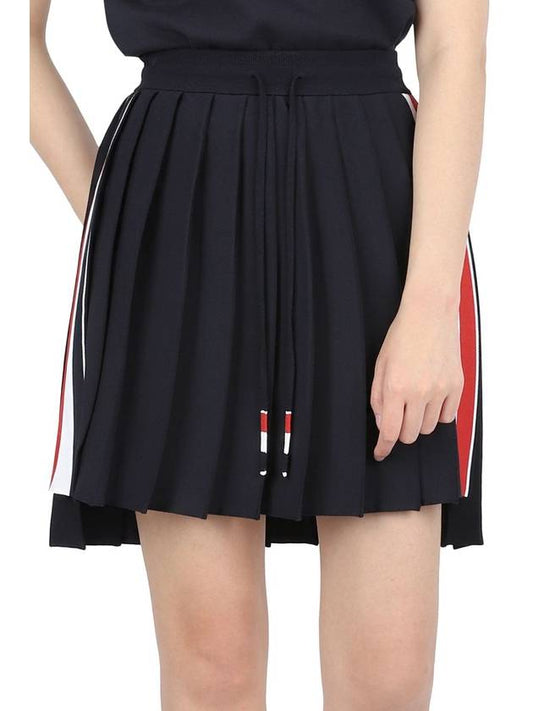 Side Stripe Dropback Mini Pleated Skirt Navy - THOM BROWNE - BALAAN 2