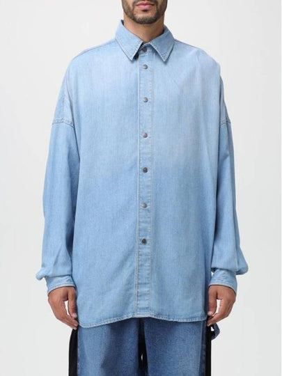 D Cama Logo Patch Denim Long Sleeve Shirt Light Blue - DIESEL - BALAAN 2