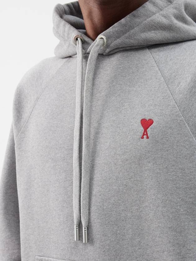 Heart Logo Cotton Hoodie Grey - AMI - BALAAN 4