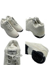 Women CC Logo Fabric Laminated Low Top Sneakers Silver Ivory - CHANEL - BALAAN 9