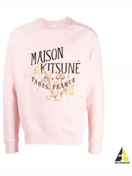 Men's Logo Print Detail Cotton Long Sleeve T-Shirt Pink - MAISON KITSUNE - BALAAN 2