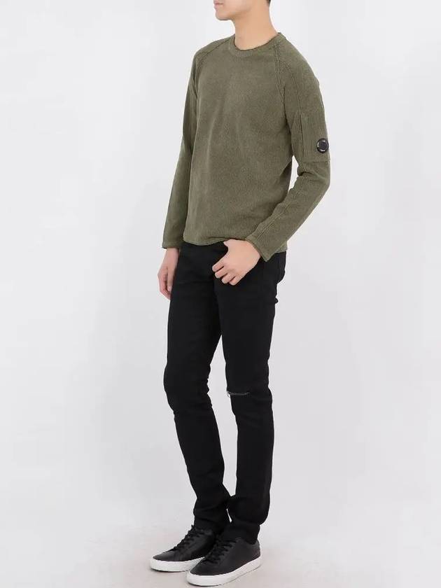 Men's Lens Wappen Crew Neck Knit Top Khaki - CP COMPANY - BALAAN 5