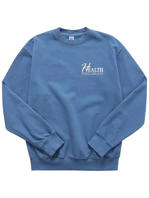 Crew Neck Brushed Sweatshirt Blue - SPORTY & RICH - BALAAN 6