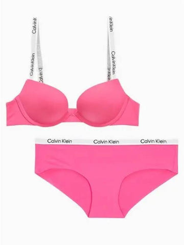 Underwear Women s Tailored Logo AF Push up Bra Set Fuchsia Rose - CALVIN KLEIN - BALAAN 1