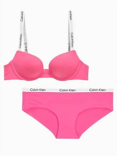 Underwear Women s Tailored Logo AF Push up Bra Set Fuchsia Rose - CALVIN KLEIN - BALAAN 1