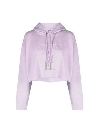 Crop Logo Hoodie Purple - GANNI - BALAAN 2