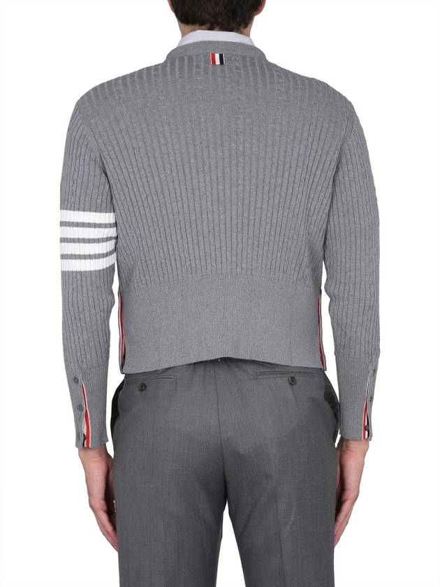 Baby Cable Cotton 4 Bar Crew Neck Knit Top Grey - THOM BROWNE - BALAAN 4