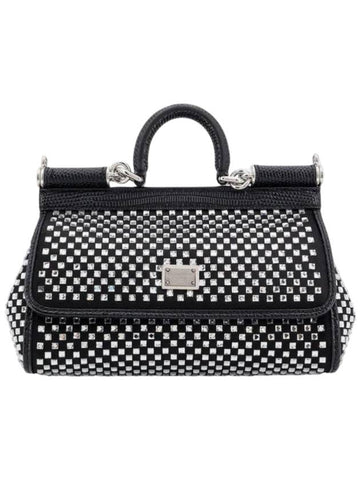 Sicily Crystal Small Tote Bag Black - DOLCE&GABBANA - BALAAN 1