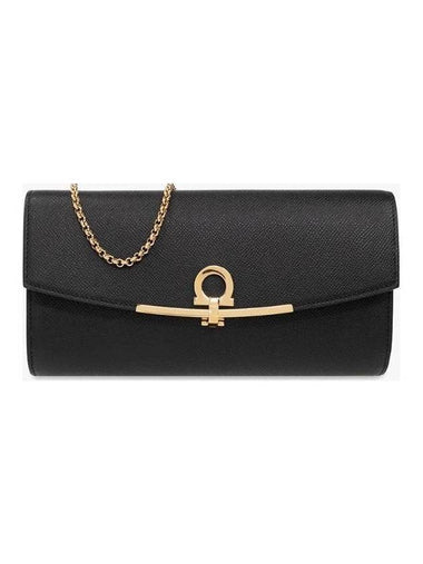 Gancini Calfskin Mini Shoulder Bag Black - SALVATORE FERRAGAMO - BALAAN 1