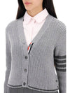 4 Bar Cable Wool Crop Cardigan Grey - THOM BROWNE - BALAAN 5