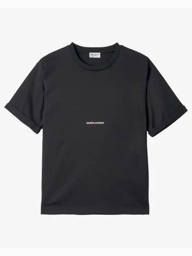 Rive Gauche Short Sleeve T-Shirt Black - SAINT LAURENT - BALAAN 2