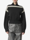 Contrast Trim Effect Knit Top Black - SAINT LAURENT - BALAAN 2