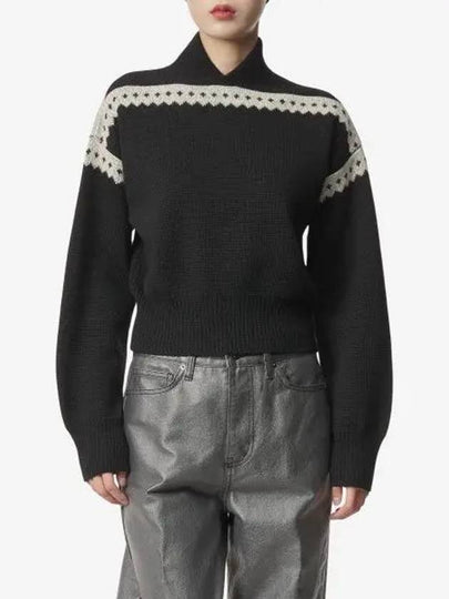 Contrast Trim Effect Knit Top Black - SAINT LAURENT - BALAAN 2