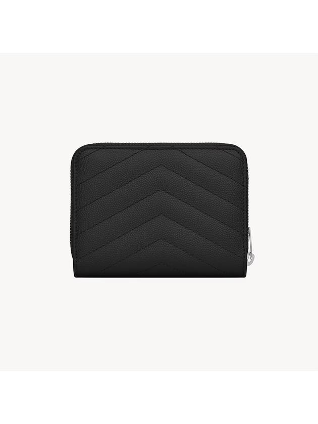 Matelasse Compact Zipper Leather Half Wallet Black - SAINT LAURENT - BALAAN 3