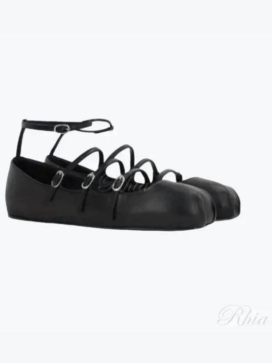 Buckled Straps Leather Ballerina Shoes Black - ALEXANDER MCQUEEN - BALAAN 2