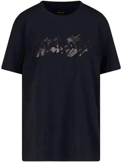 Hanori Logo Print Short Sleeve T-Shirt Black - ISABEL MARANT - BALAAN 2