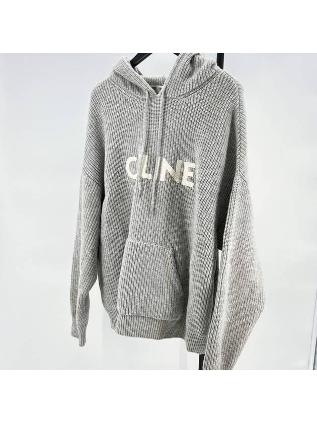 Ribbed wool knit hoodie gray L size - CELINE - BALAAN 3