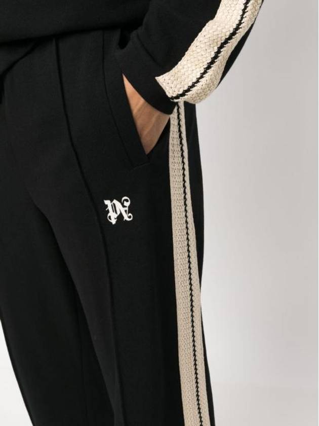 Monogram Pique Track Pants Black - PALM ANGELS - BALAAN 6