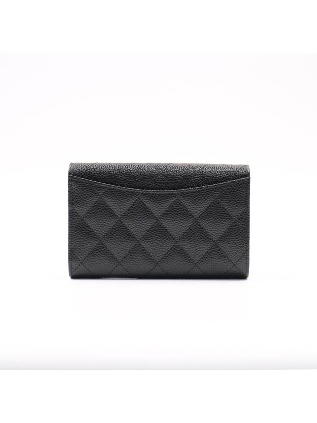 Classic Flap Wallet Grained Calfskin & Silver Black - CHANEL - BALAAN 6