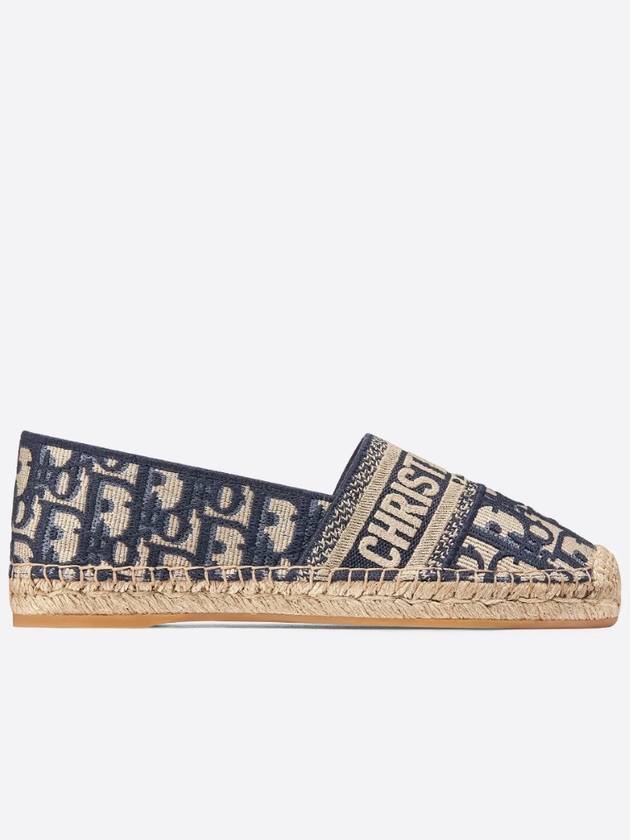 Granville Oblique Embroidered Cotton Espadrilles Blue - DIOR - BALAAN.