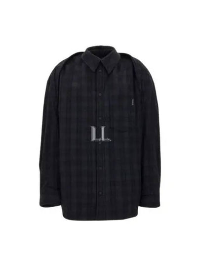 Checked Pattern Long Sleeve Shirt Grey - BALENCIAGA - BALAAN 2