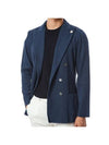 flower accent double-breasted blazer knit jacket dark blue - RVR LARDINI - BALAAN 1