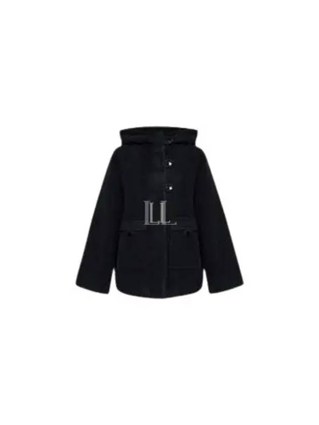 Wool Hooded Jacket Black - GANNI - BALAAN 2