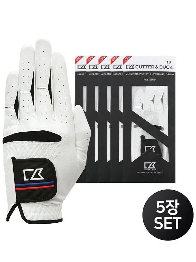 1 set of 5 synthetic leather golf gloves CBU3AGV312 - CUTTER&BUCK - BALAAN 2