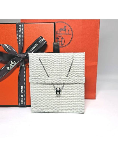 Mini Pop H Pendant Necklace Palladium Noir Silver - HERMES - BALAAN 2