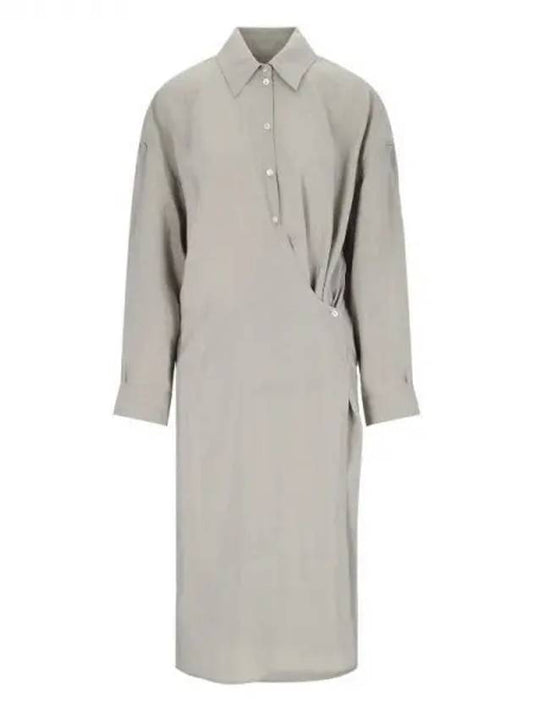 Straight Collar Twisted Dry Silk Midi Dress Light Misty Grey - LEMAIRE - BALAAN 2