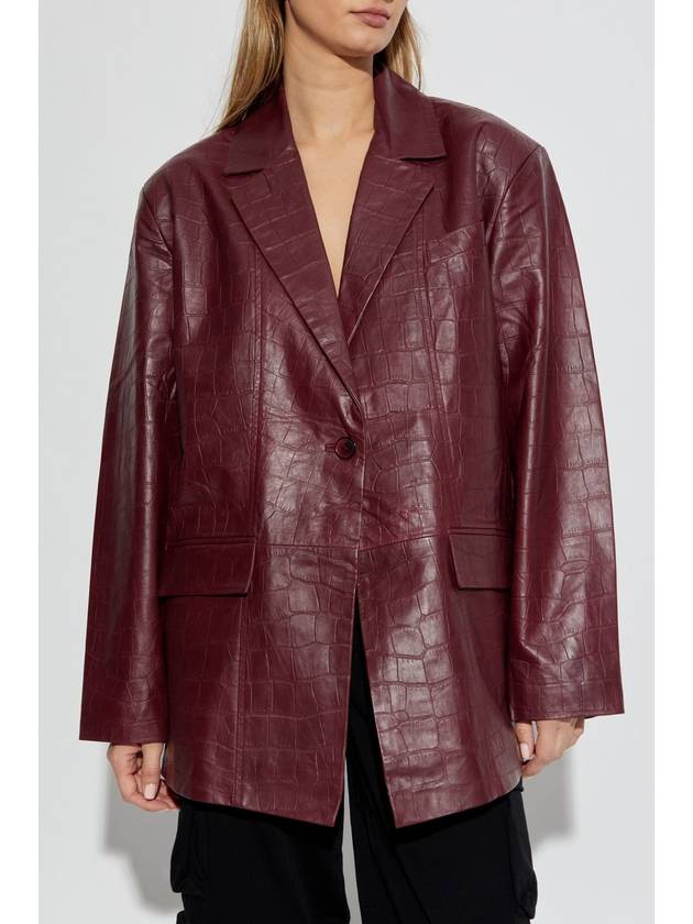 Gestuz Leather Blazer Emiolagz, Women's, Burgundy - GESTUZ - BALAAN 3