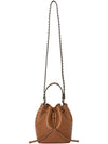 Rockstud Grain Calfskin Bucket Bag Saddle Brown - VALENTINO - BALAAN 8