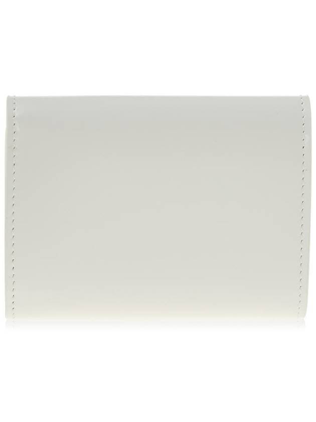 Logo Tri-Fold Leather Half Wallet White - JIL SANDER - BALAAN 4